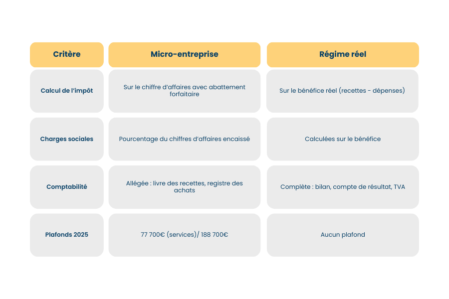 Micro-entreprise ou régime réel : quelles différences ?
